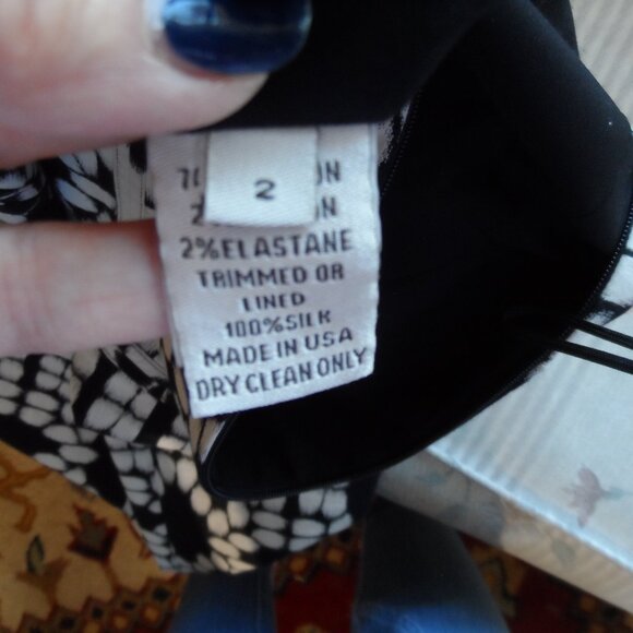 Lela Rose Black & White Print Sheath Dress Size 2 - Picture 15 of 16